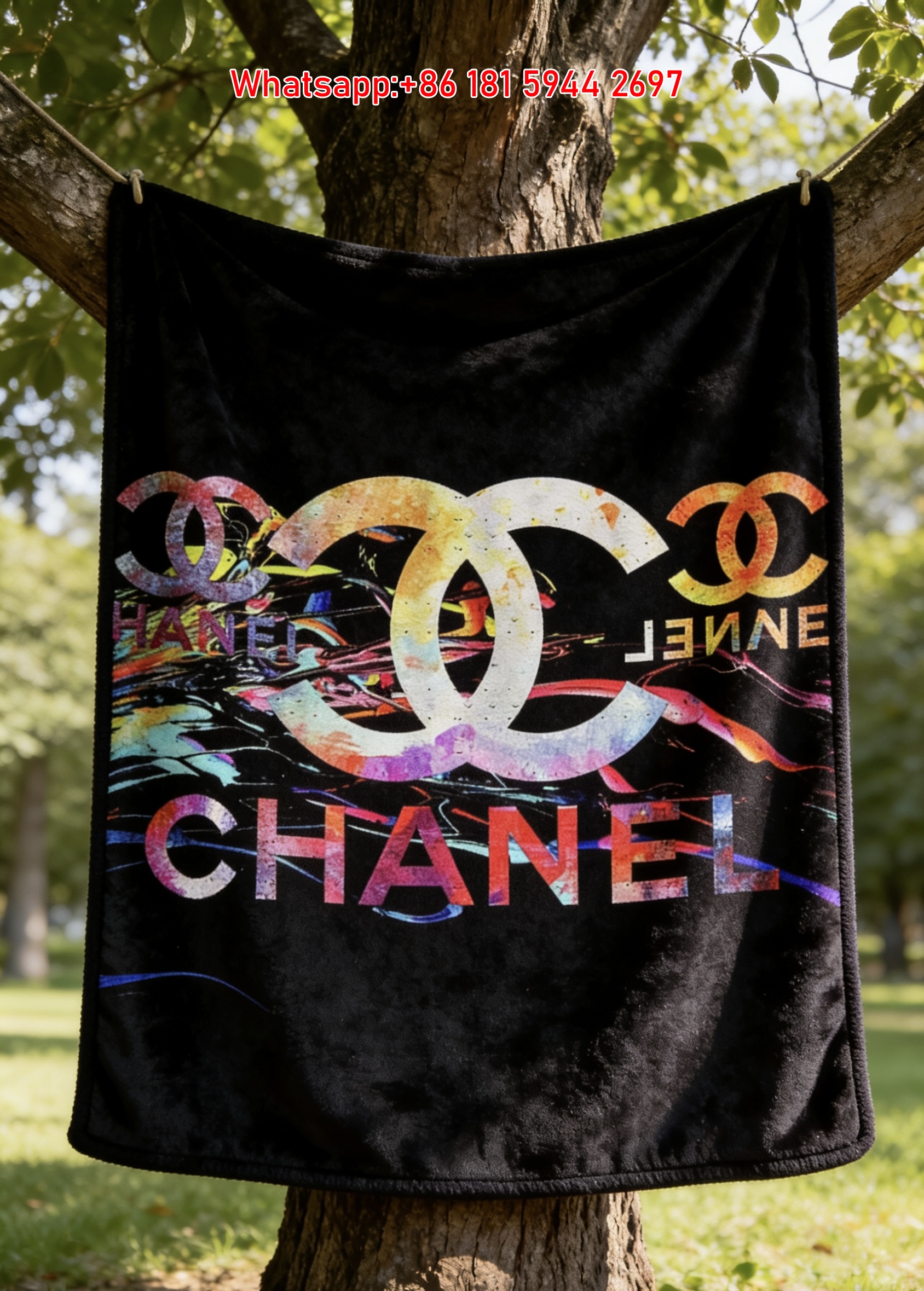 Chanel Luxury Abstract Graffiti Print Flannel Throw Blanket IMG_6951